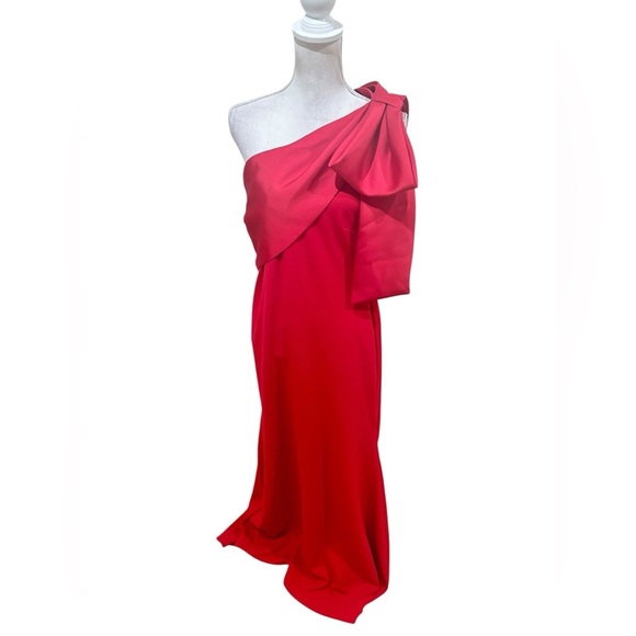 Nwt betsy & Adam Vibrant Red One-Shoulder big bow Gown made in USA size 14 - Picture 5 of 16